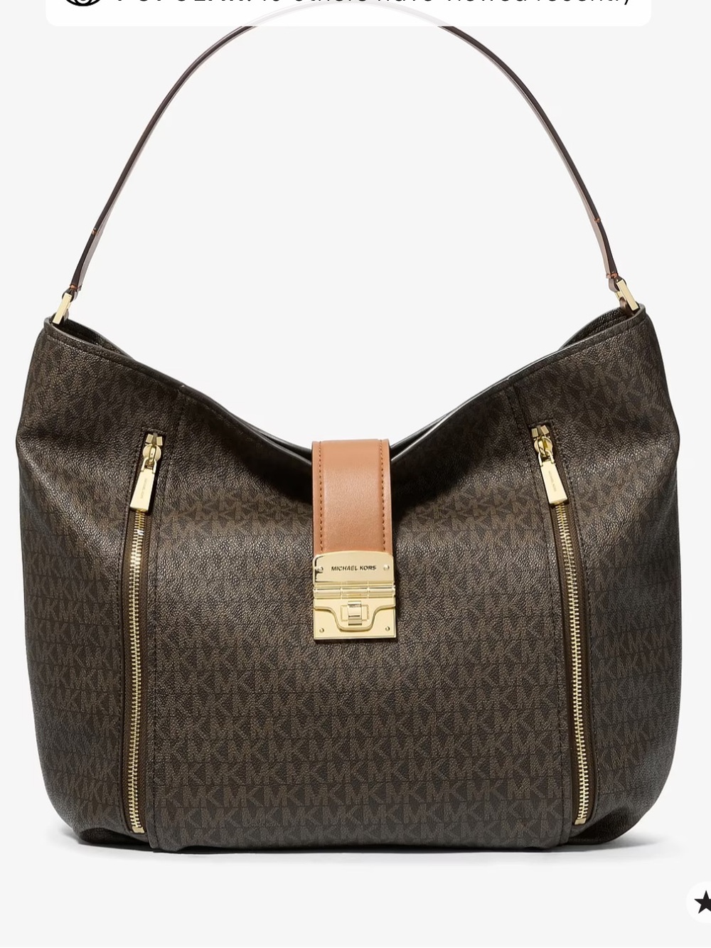 Michael Kors Addie large signature logo Brown Shoulder Hobo with Tan Strap